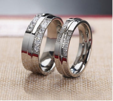 Titanium Steel Wedding Diamond Ring Single Tail Ring - Image 4